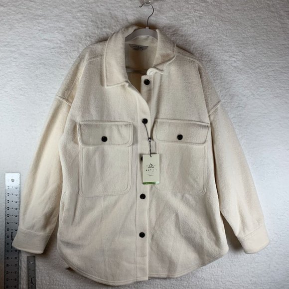 Alpine Design Shacket Shirt Jacket Womens 2XL Beige Long Sleeve Button 7196 - Picture 1 of 9
